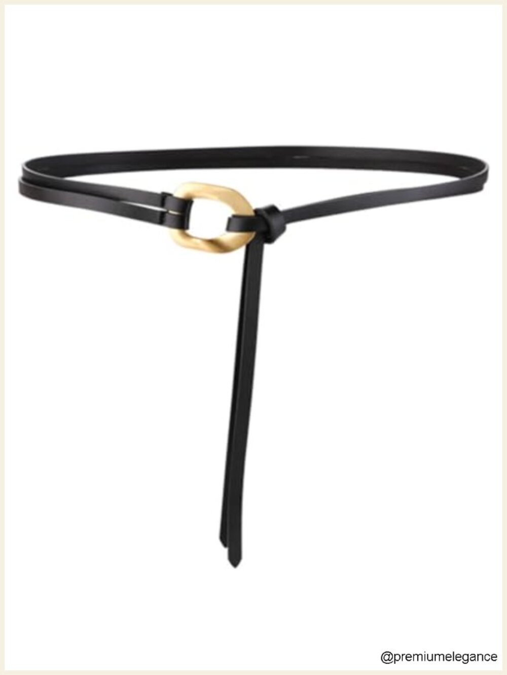 Women's Double Strap Leather Belt Gold Buckle Skinny Tie Knot Waist